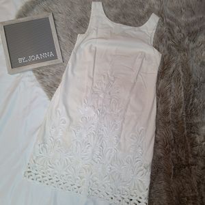 *ECI NEW YORK* Battenburg Cream Lace and Linen Sheath Dress